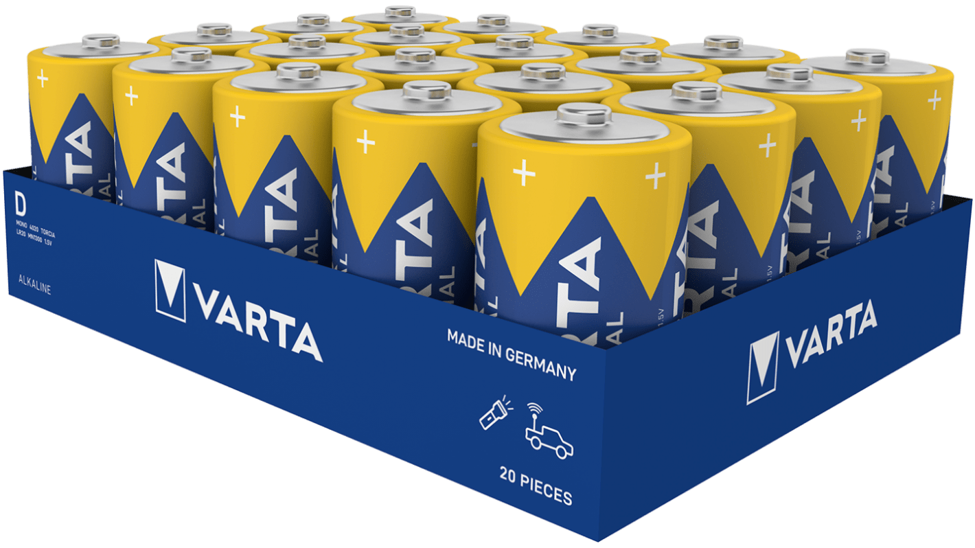 Batterie D Varta, Alcalina, 1.5V, 16.5Ah, terminale standard