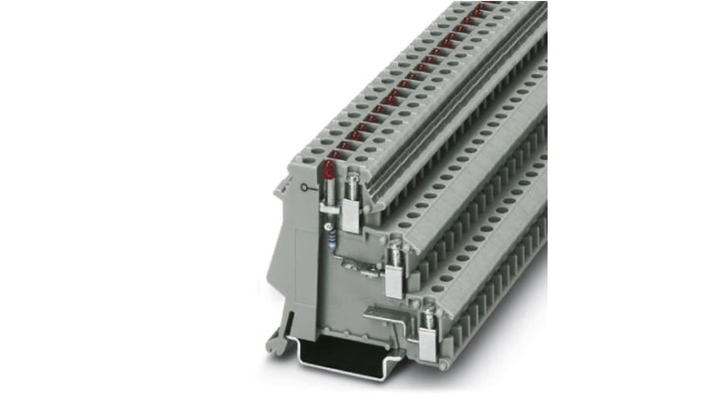 Phoenix Contact DIK 1.5 Series Grey DIN Rail Terminal Block, Triple-Level, Screw Termination