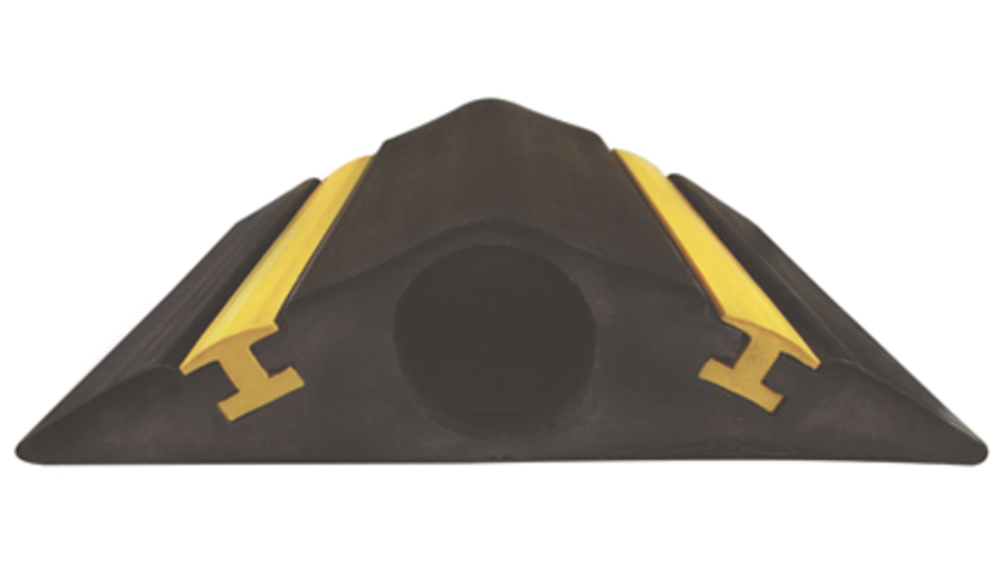 RS PRO 4.5m Black/Yellow Cable Cover in Rubber, 23mm Inside dia.
