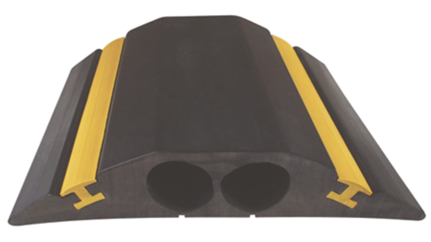 RS PRO 4.5m Black/Yellow Cable Cover in Rubber, 23mm Inside dia.