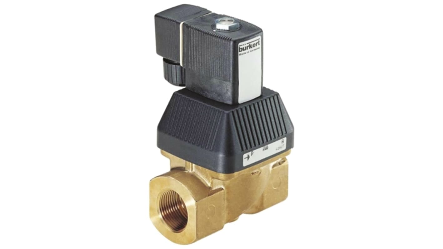 Burkert Solenoid Valve 221604, 2 port(s) , NC, 110 V ac, 1/2in