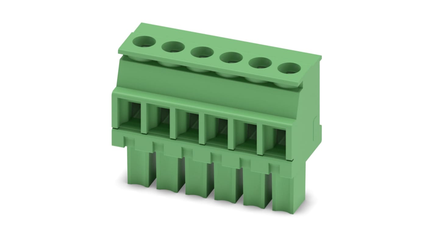 Phoenix Contact, 3.81mm Pitch, MCVW 1.5/ 6-ST-3.81, 6 Way, , Pluggable Terminal Block, Plug, Cable Mount, Screw