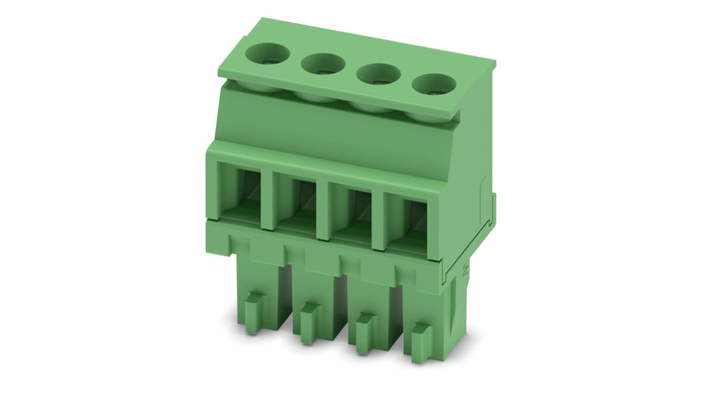 Phoenix Contact, 3.81mm Pitch, MCVR 1.5/4-ST-3.81, 4 Way, , Pluggable Terminal Block, Plug, Cable Mount, Screw