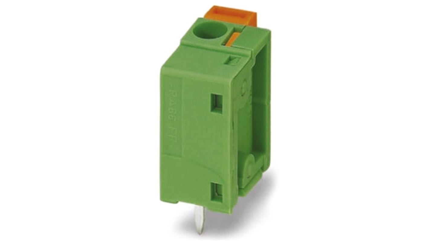 Phoenix Contact COMBICON FFKDSA1 Series PCB Terminal Block, 1-Contact, 7.62mm Pitch, Through Hole Mount, 1-Row, Spring