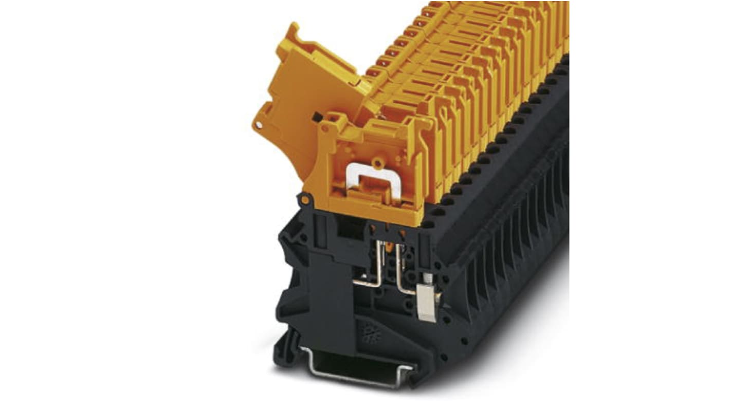 Phoenix Contact UT 4-HEDI Series Black, Orange Feed Through Terminal Block, 4mm², Single-Level, Screw Termination