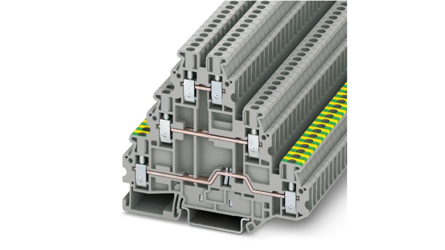 Phoenix Contact 3214301 UT 2.5-PE/L/L Series Grey, 2.5mm², Triple-Level, Screw Termination