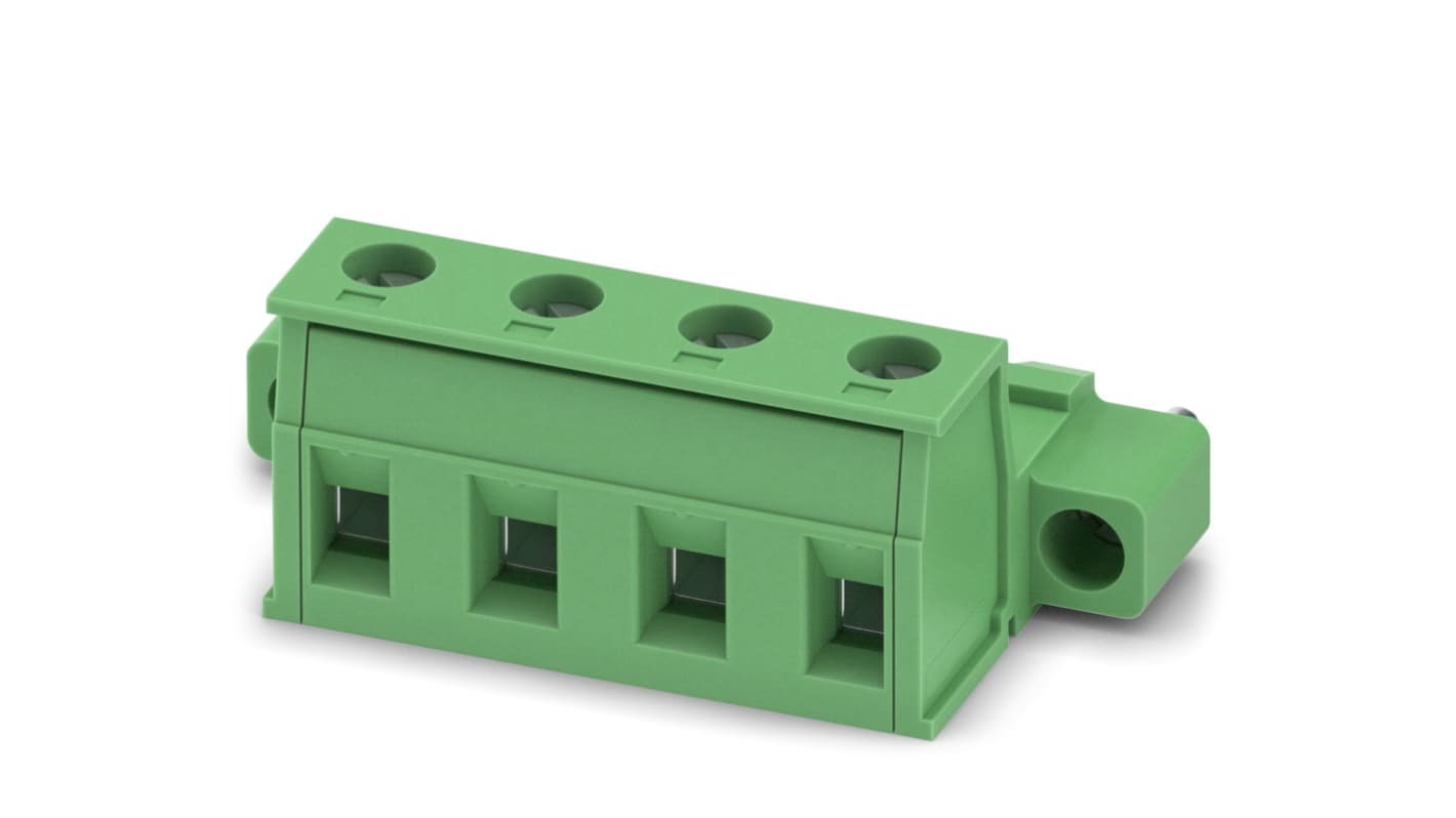 Phoenix Contact, 7.62mm Pitch, GIC 2.5/ 4-STF-7.62, 4 Way, , Pluggable Terminal Block, Inverted Plug, Cable Mount,