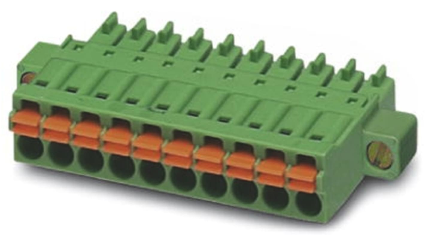 Phoenix Contact 3.5mm Pitch 5 Way Pluggable Terminal Block, Plug, Cable Mount, Spring Cage Termination