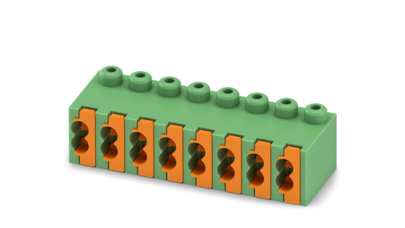 Phoenix Contact, 3.5mm Pitch, FK-MPT 0.5/ 8-ST-3.5, 8 Way, Right Angle, Pluggable Terminal Block, Plug, Cable Mount,
