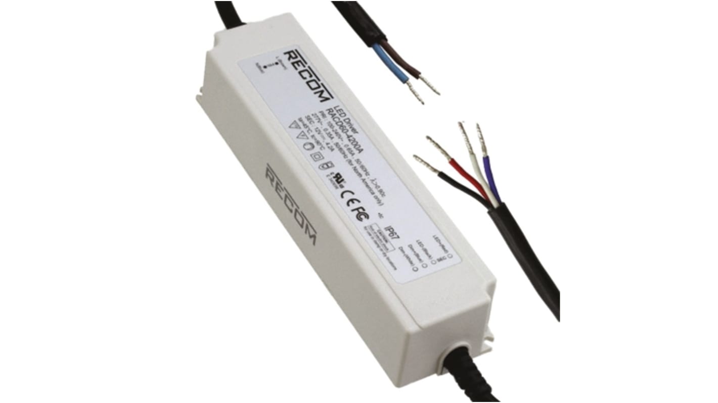 Recom, 9 → 12V Output, 50W Output, 0.42 → 4.2A Output, Constant Current
