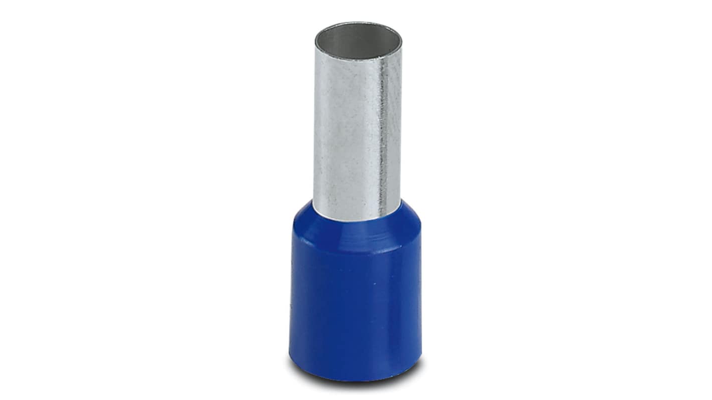 Phoenix Contact, AI 16 -12 BU Insulated Crimp Bootlace Ferrule, 12mm Pin Length, 6mm Pin Diameter, 16mm² Wire Size, Blue