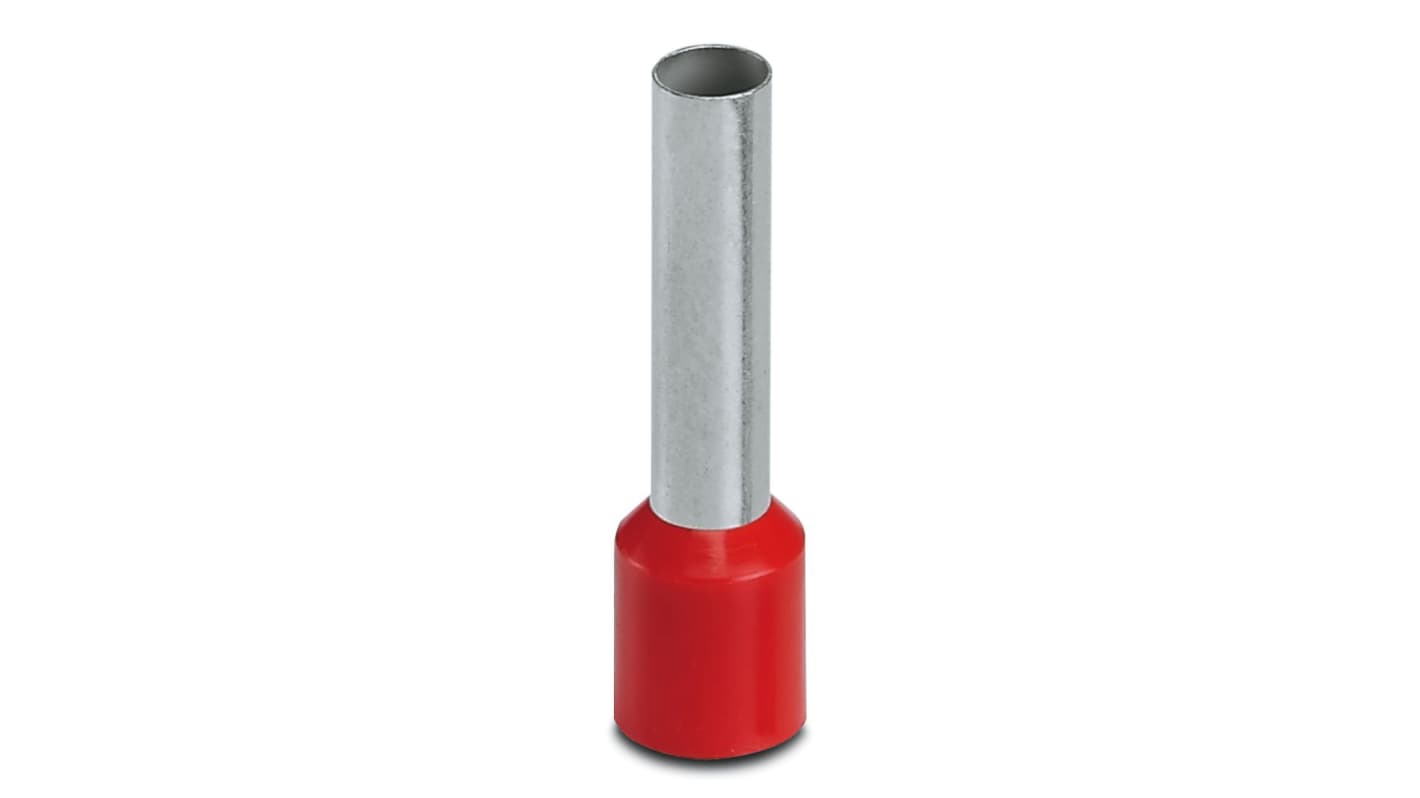 Phoenix Contact, AI 10 -18 RD Insulated Crimp Bootlace Ferrule, 18mm Pin Length, 4.6mm Pin Diameter, 10mm² Wire Size,