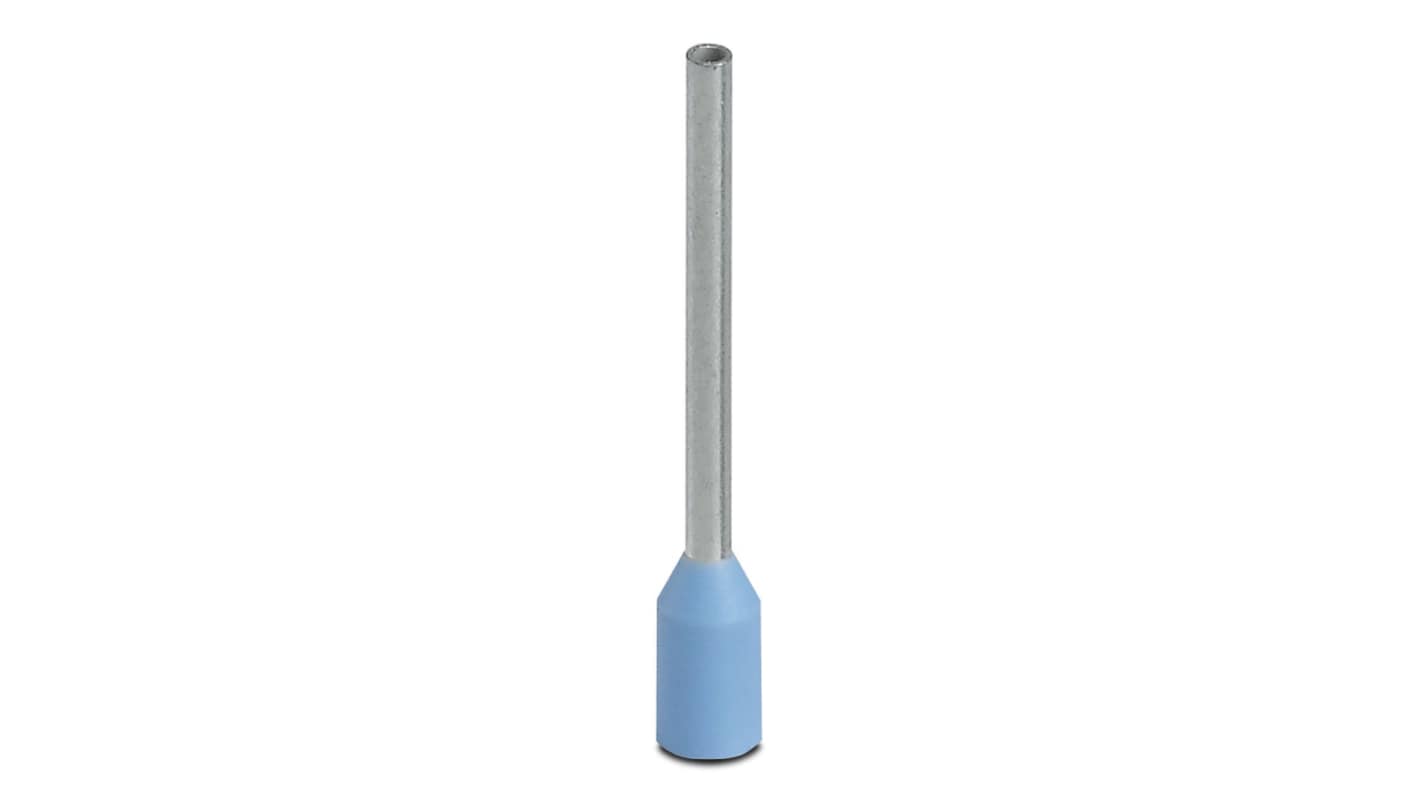 Phoenix Contact, AI0.25-12 BU Insulated Crimp Bootlace Ferrule, 12mm Pin Length, 0.8mm Pin Diameter, 0.25mm² Wire Size,