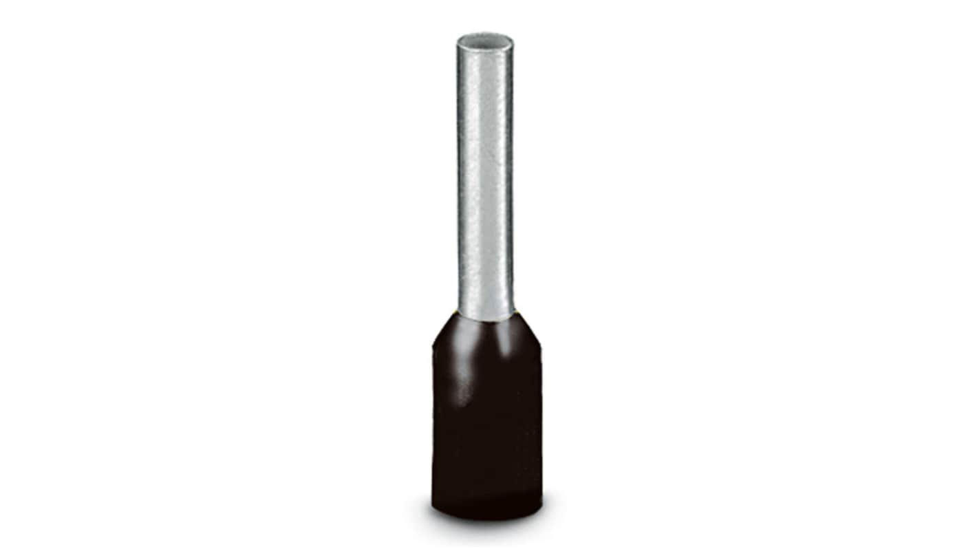 Phoenix Contact, AI Insulated Crimp Bootlace Ferrule, 8mm Pin Length, 1.8mm Pin Diameter, 1.5mm² Wire Size, Black