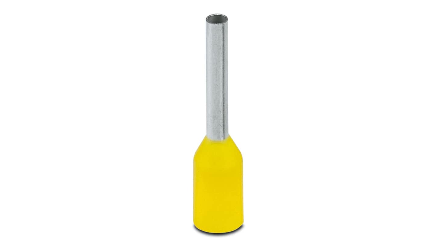 Phoenix Contact, AI0.25- 6 YE Insulated Ferrule, 6mm Pin Length, 0.8mm Pin Diameter, 0.25mm² Wire Size, Yellow