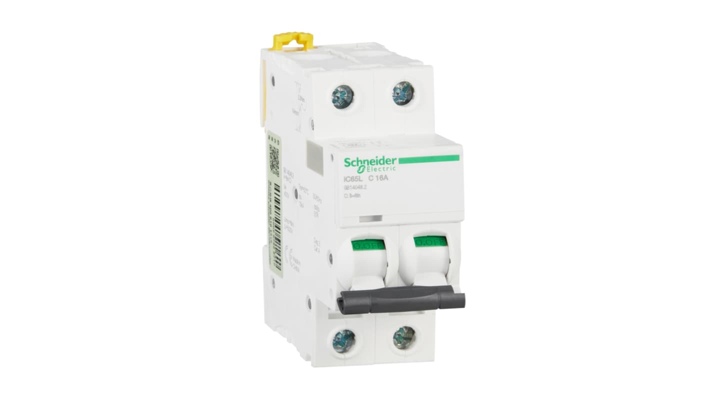 Schneider Electric C型MCB, 2极, 25 kA分断, 16A, 400VAC, iC65L系列 iC65L 2P C16A