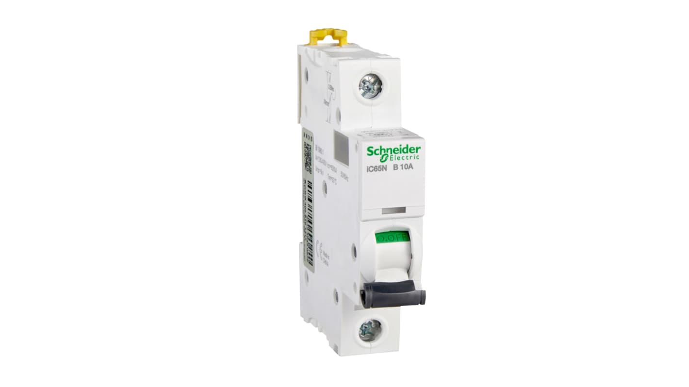 Schneider Electric B型MCB, 1极, 6 kA分断, 10A, 230VAC, iC65N系列 iC65N 1P B10A