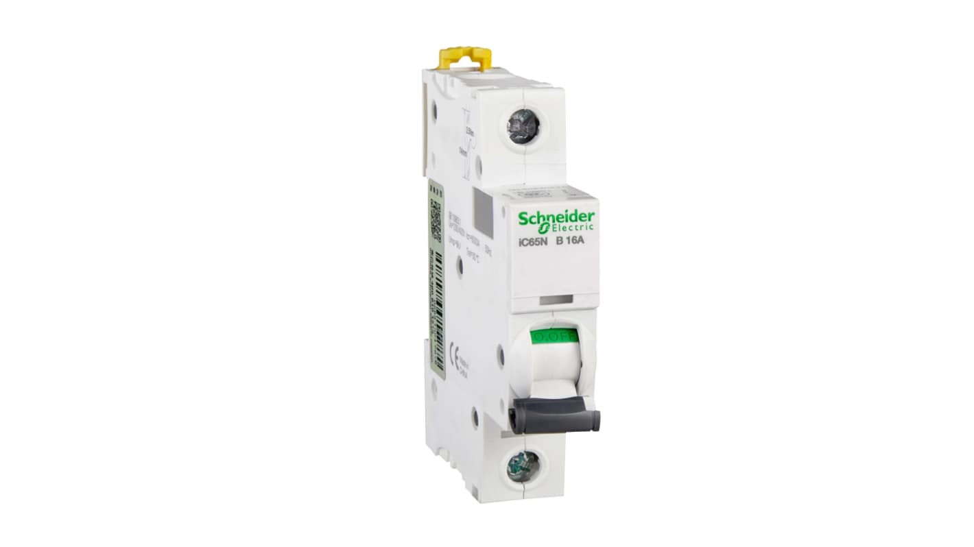 Schneider Electric B型MCB, 1极, 6 kA分断, 16A, 230VAC, iC65N系列 iC65N 1P B16A