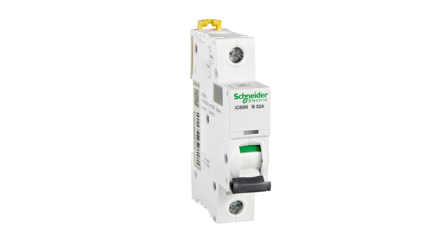 Schneider Electric B型MCB, 1极, 6 kA分断, 32A, 230VAC, iC65N系列 iC65N 1P B32A