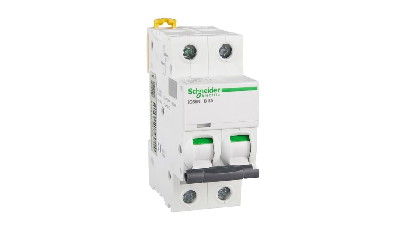 Schneider Electric B型MCB, 2极, 6 kA分断, 3A, 400VAC, iC65N系列 iC65N 2P B3A
