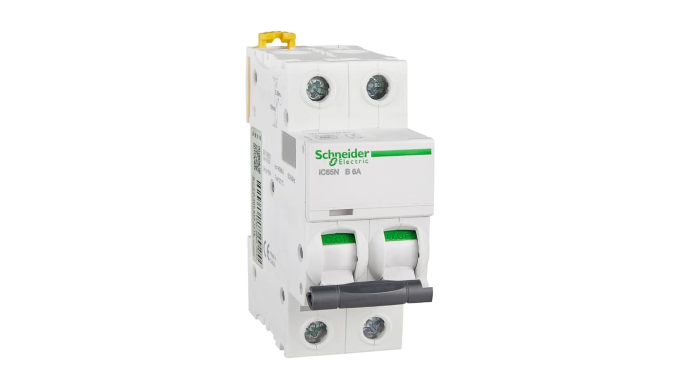 Schneider Electric B型MCB, 2P极, 6 kA分断, 6A, 400VAC, iC65N系列 iC65N 2P B6A