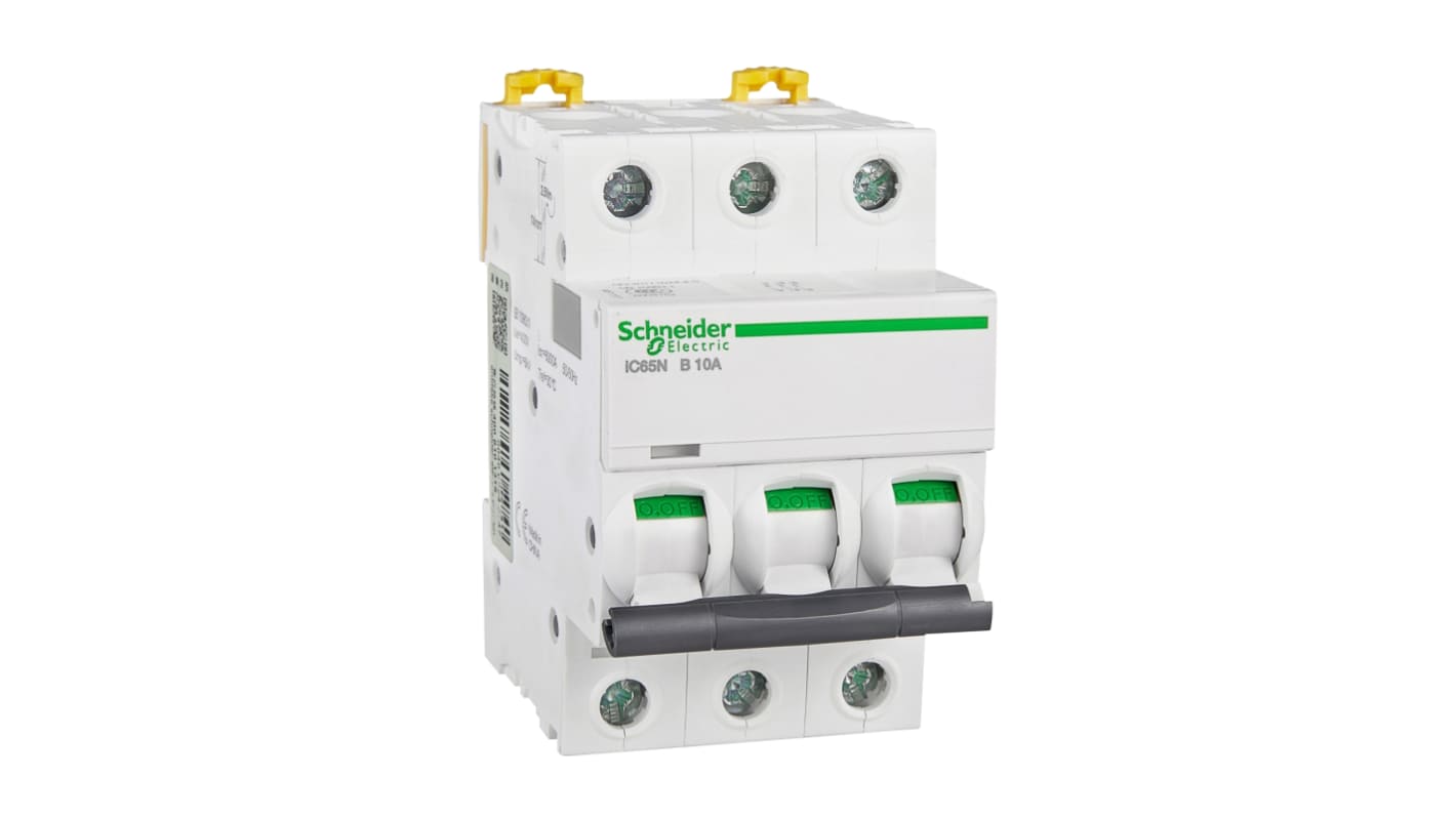 Schneider Electric B型MCB, 3P极, 6 kA分断, 10A, 400VAC, iC65N系列 iC65N 3P B10A