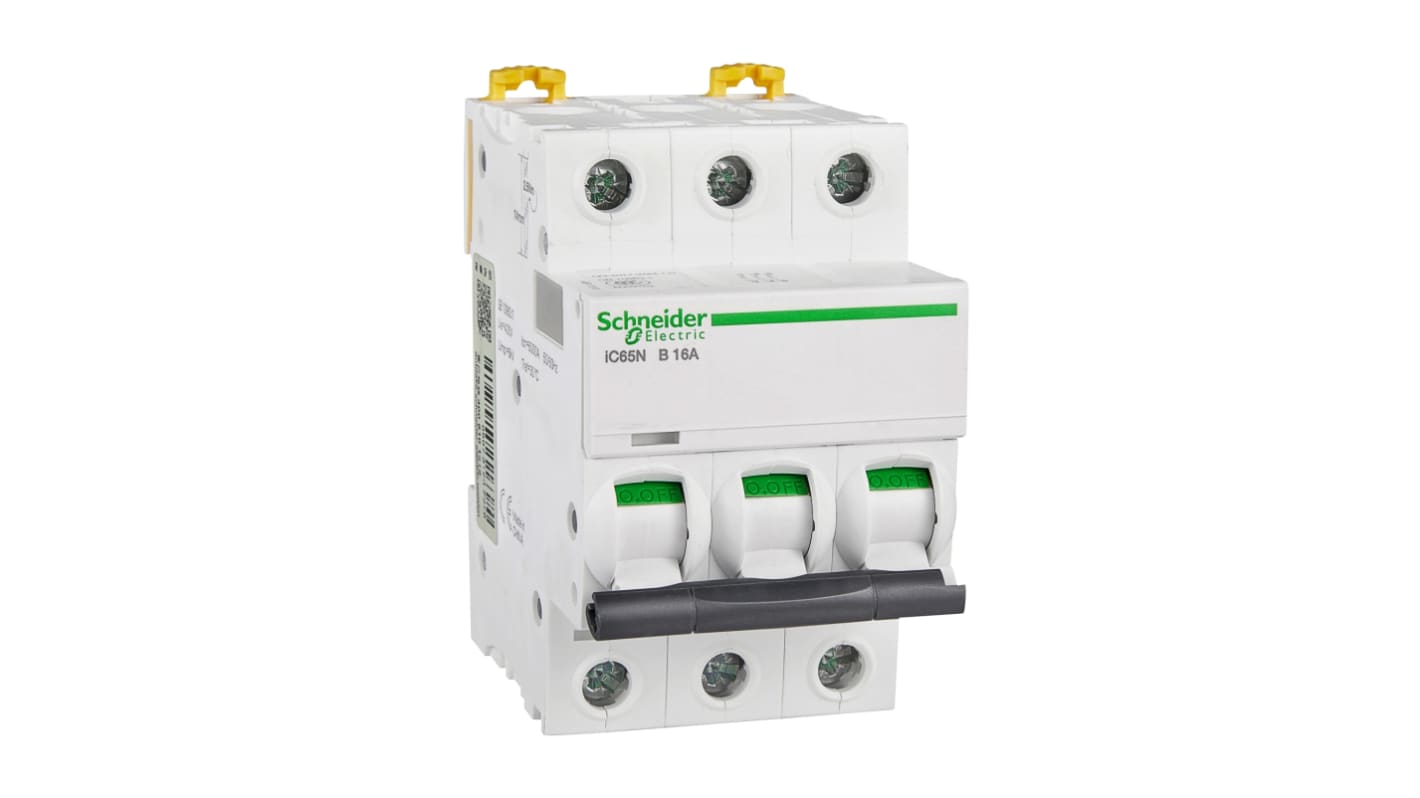 Schneider Electric B型MCB, 3极, 6 kA分断, 16A, 400VAC, iC65N系列 iC65N 3P B16A
