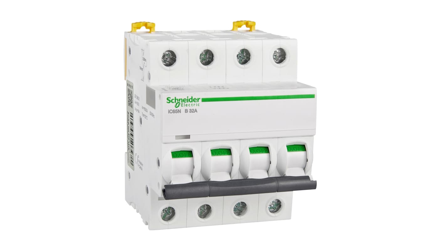 Schneider Electric B型MCB, 4极, 6 kA分断, 32A, 400VAC, iC65N系列 iC65N 4P B32A