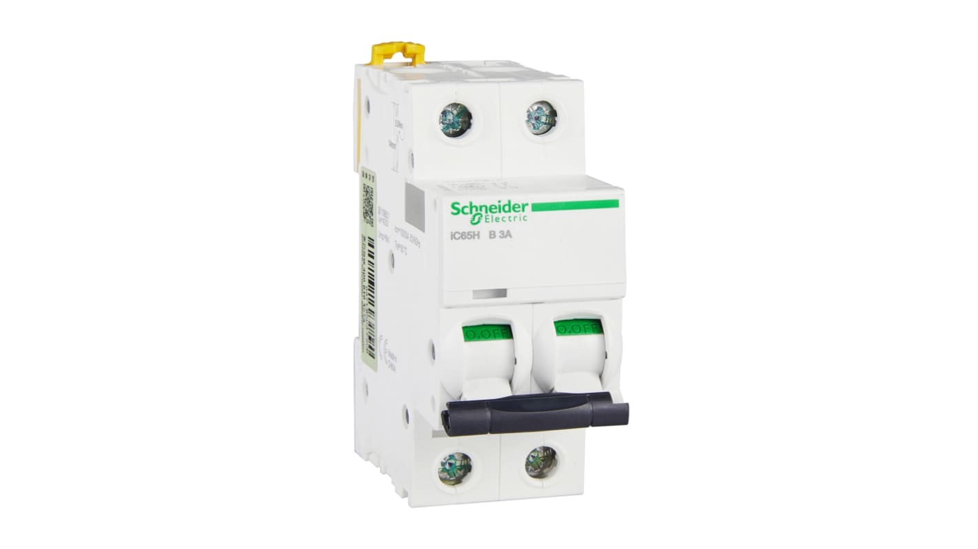 Schneider Electric B型MCB, 2P极, 10 kA分断, 3A, 400VAC, iC65H系列 iC65H 2P B3A
