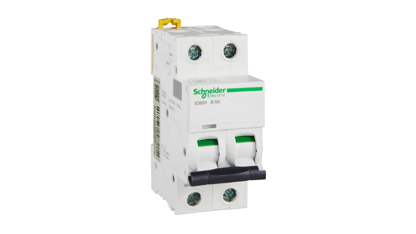 Schneider Electric B型MCB, 2极, 10 kA分断, 6A, 400VAC, iC65H系列 iC65H 2P B6A
