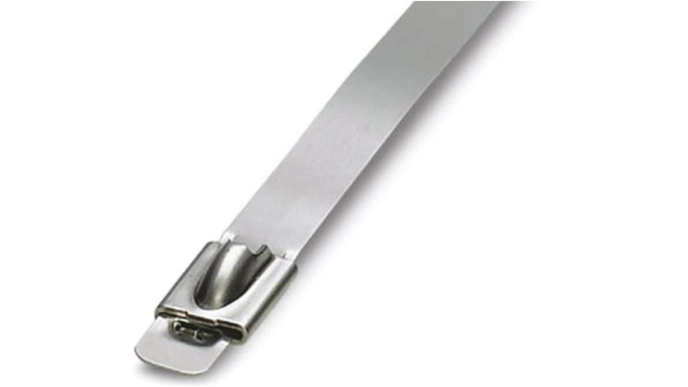 Phoenix Contact Cable Tie, Roller Ball, 259mm x 4.6 mm, Metallic Stainless Steel, Pk-100