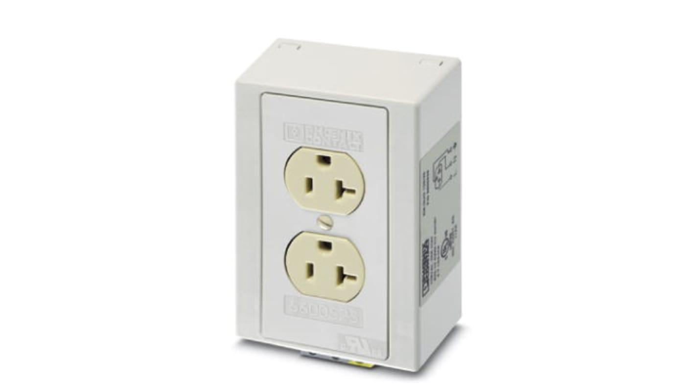 Phoenix Contact USA Mains Sockets, 15A, DIN Rail Mount, 125 V