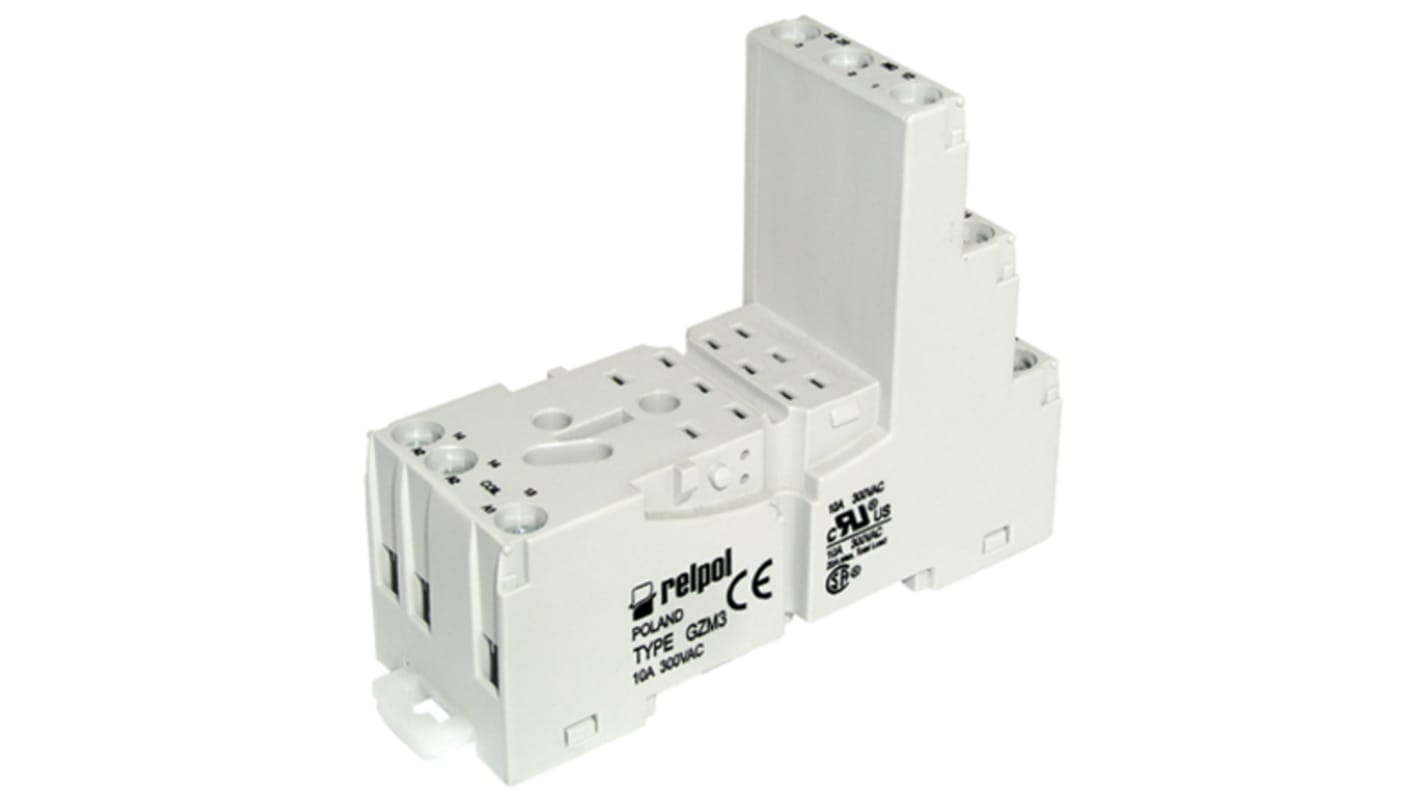 Relpol 14 Pin 300V ac DIN Rail, Panel Mount Relay Socket, for use with R3N Series Relay