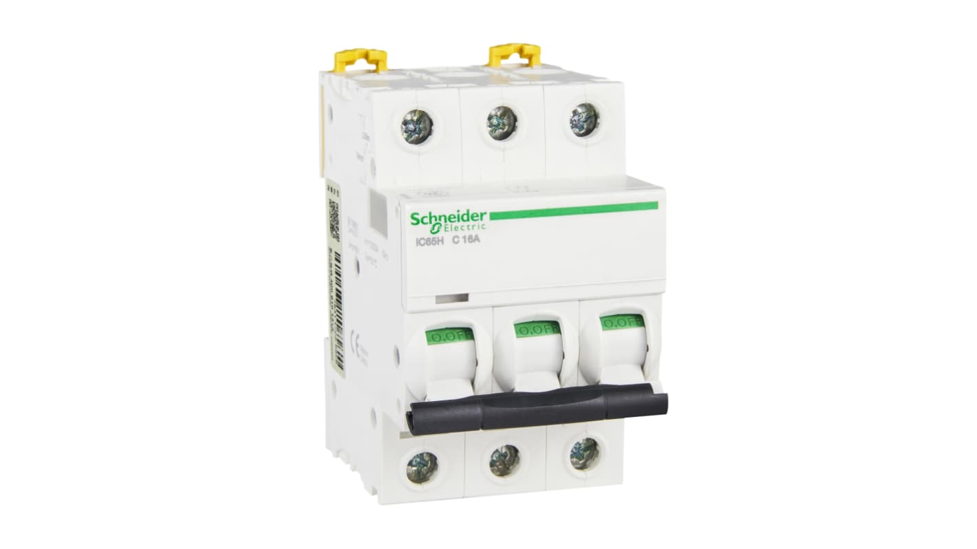 Schneider Electric C型MCB, 3极, 10 kA分断, 16A, 400VAC, iC65H系列 iC65H 3P C16A
