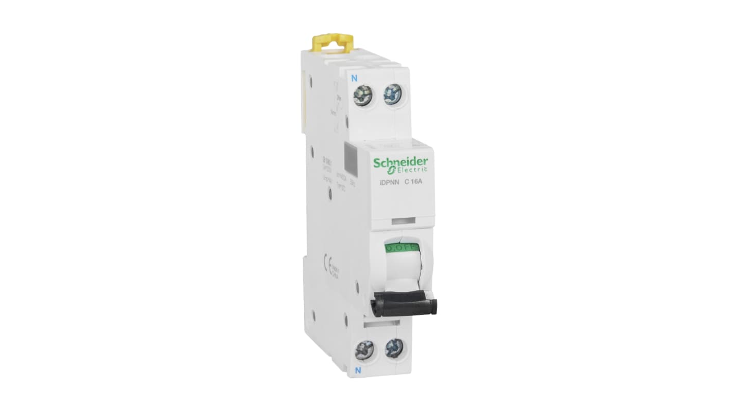 Schneider Electric C型MCB, 1+N极, 6 kA分断, 16A, 230VAC, iDPNN系列 iDPNN C 16A 6KA