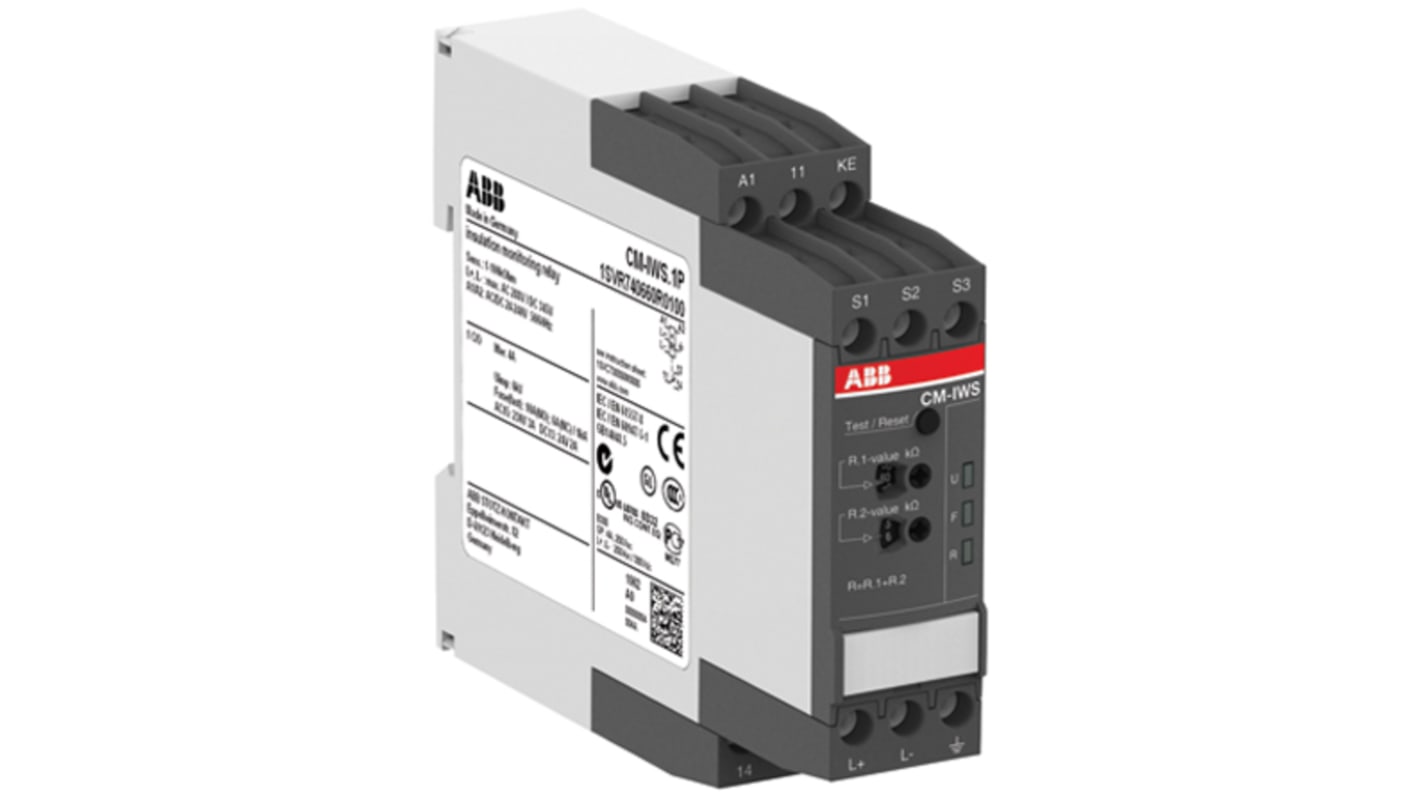 ABB Insulation Monitoring Relay with DPDT Contacts, 24 → 240 V ac/dc