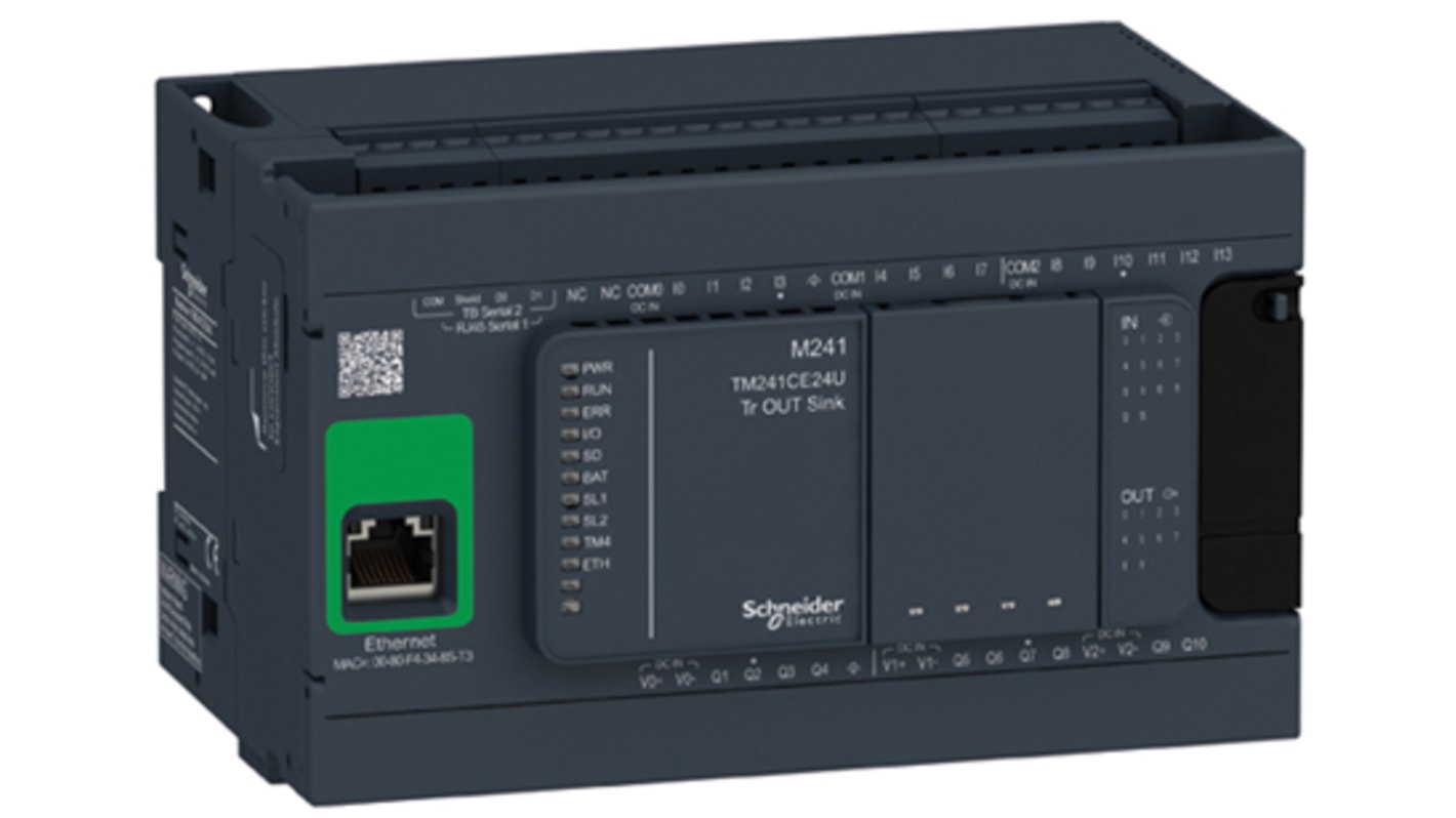 Rs-Online CPU PLC Schneider Electric Modicon M241 ingressi: 14 uscite: 10 24 I/O 24 V