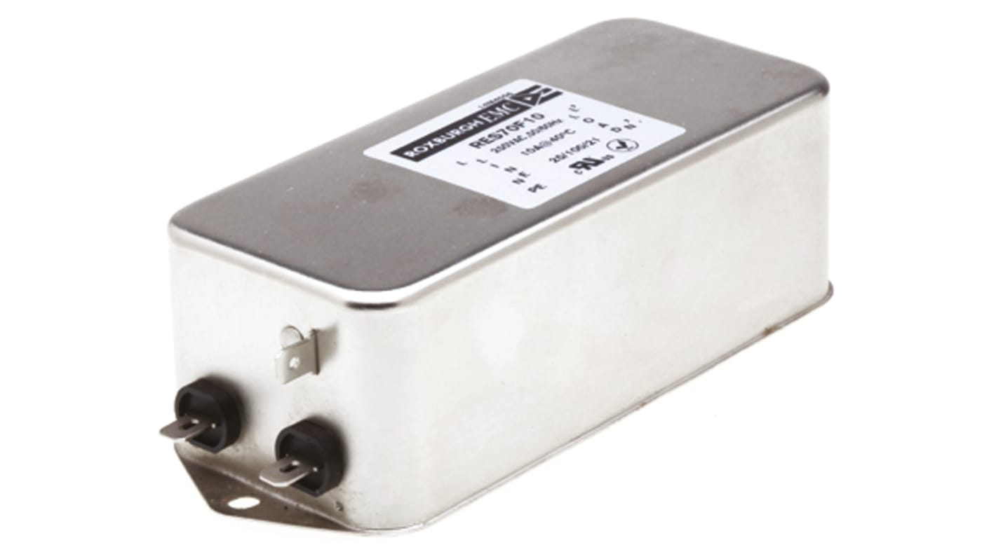 Roxburgh EMC, RES70 10A 250 V ac DC → 400Hz, Chassis Mount RFI Filter, Fast-On, Single Phase