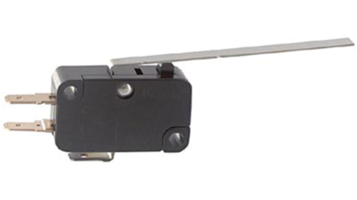 Omron Long Hinge Lever Micro Switch, Quick Connect Terminal, 15 A @ 250 V ac, SP-CO, IP40