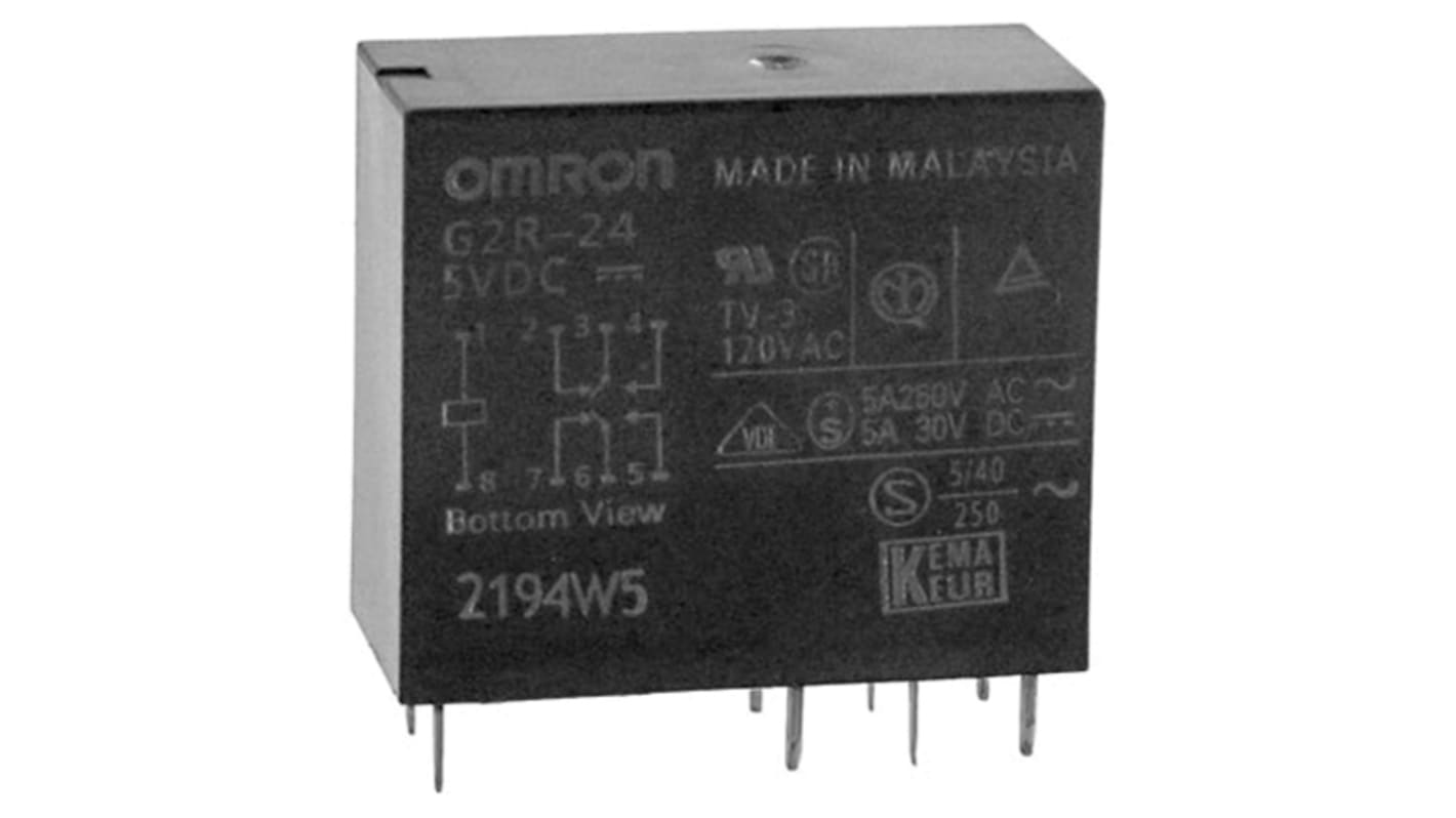 Omron G2R 5V dc Spule 2-poliger Wechsler Printrelais 5A 47Ω 530mW Monostabiles Relais