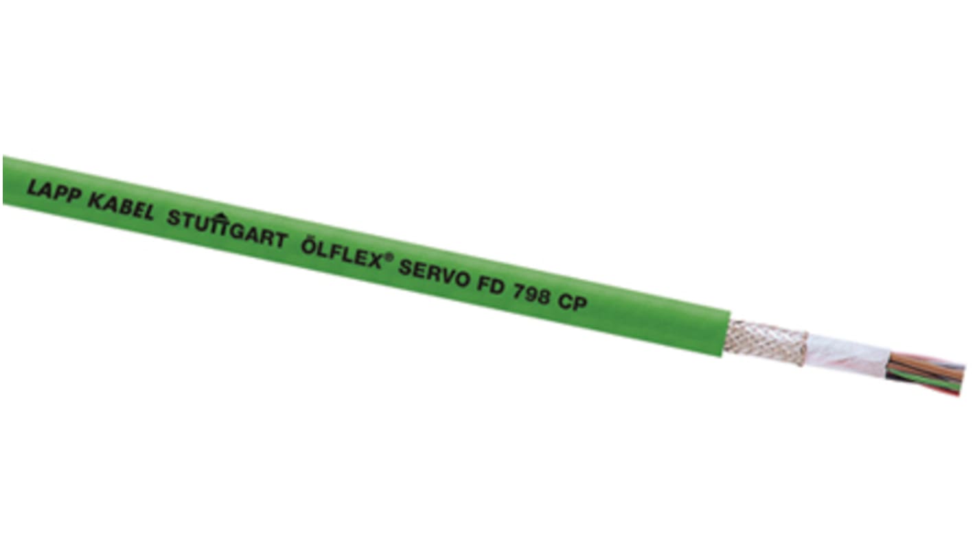 Lapp ÖLFLEX SERVO FD Control Cable, 8 Cores, 0.25 mm², CY, Screened, 50m, Green PUR Sheath, 24 AWG