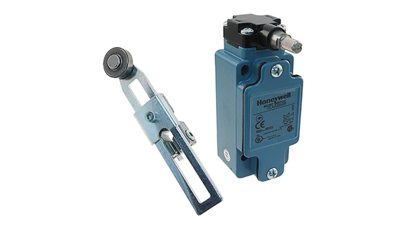 Honeywell GLA Series Adjustable Roller Lever Limit Switch, 2NO/2NC, IP67, DPDT, Die Cast Zinc Housing, 600V ac Max, 10A