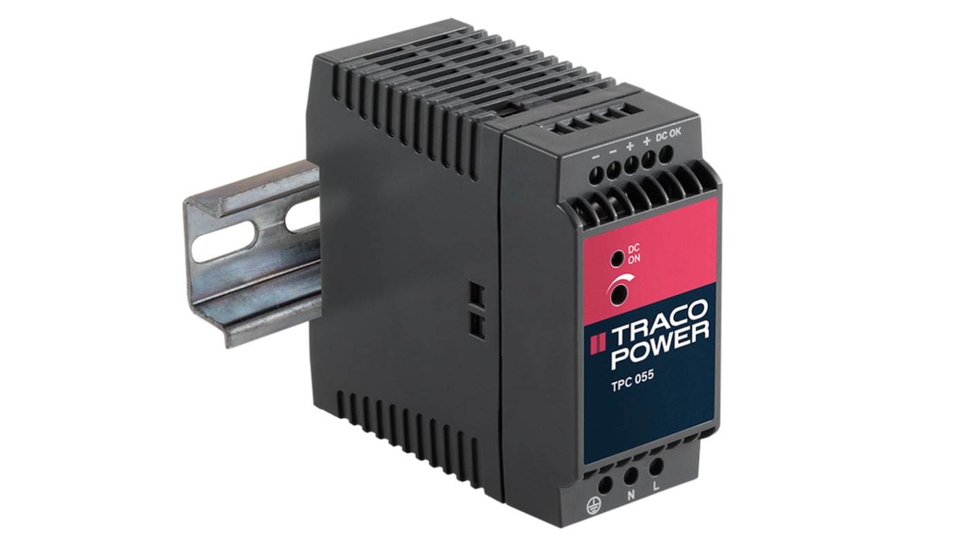 Alimentatore a montaggio su guida DIN TRACOPOWER, 48V cc, 1.15A, 85 → 264 V ac / 90 → 375V cc, 55W