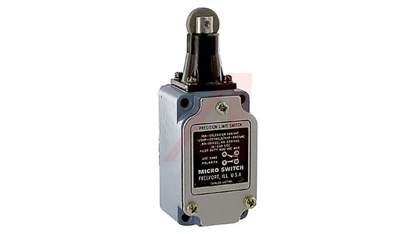 Honeywell Roller Plunger Limit Switch, 2NO/2NC, DPDT, Die Cast Zinc Housing, 480V ac Max, 10A Max