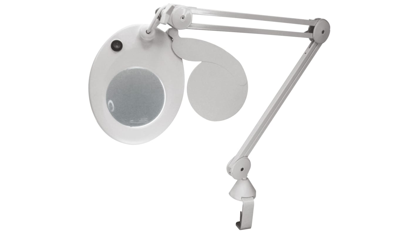 RS PRO Magnifying Lamp with Table Clamp Mount, 3 dpt, 125mm Lens Dia., 125mm Lens