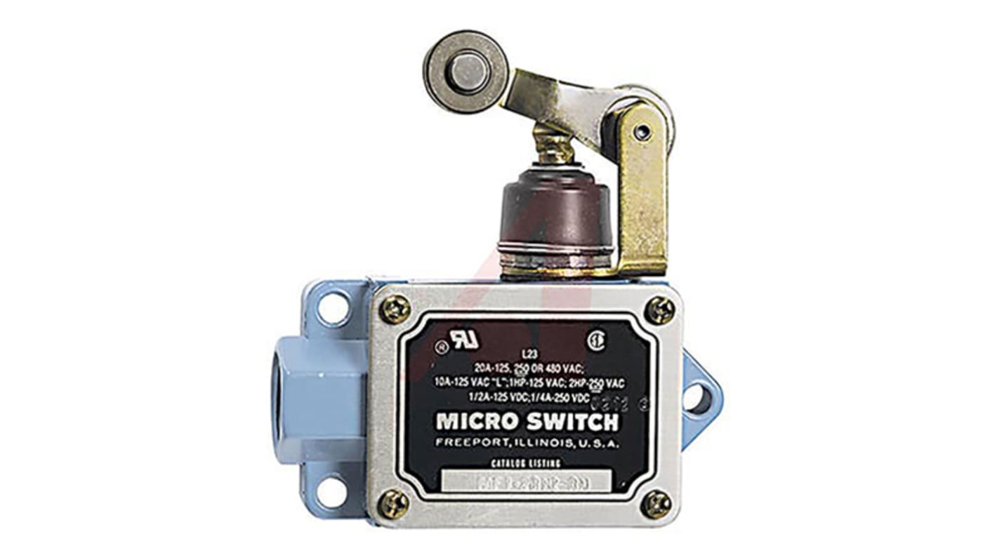 Honeywell BAF Series Roller Lever Limit Switch, NO/NC, SPDT, Die Cast Aluminium Housing, 480V ac Max, 20A Max