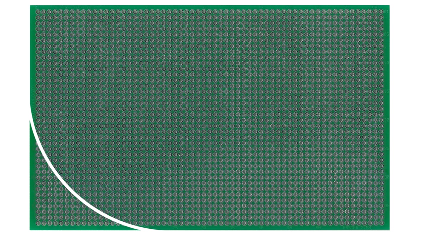 Tarjeta Eurocard PCB RE212-LFDS, Doble Cara FR4 con 38 x 61 1mm de orificio, 2.54 x 2.54mm de paso, 160.15 x 100.2mm