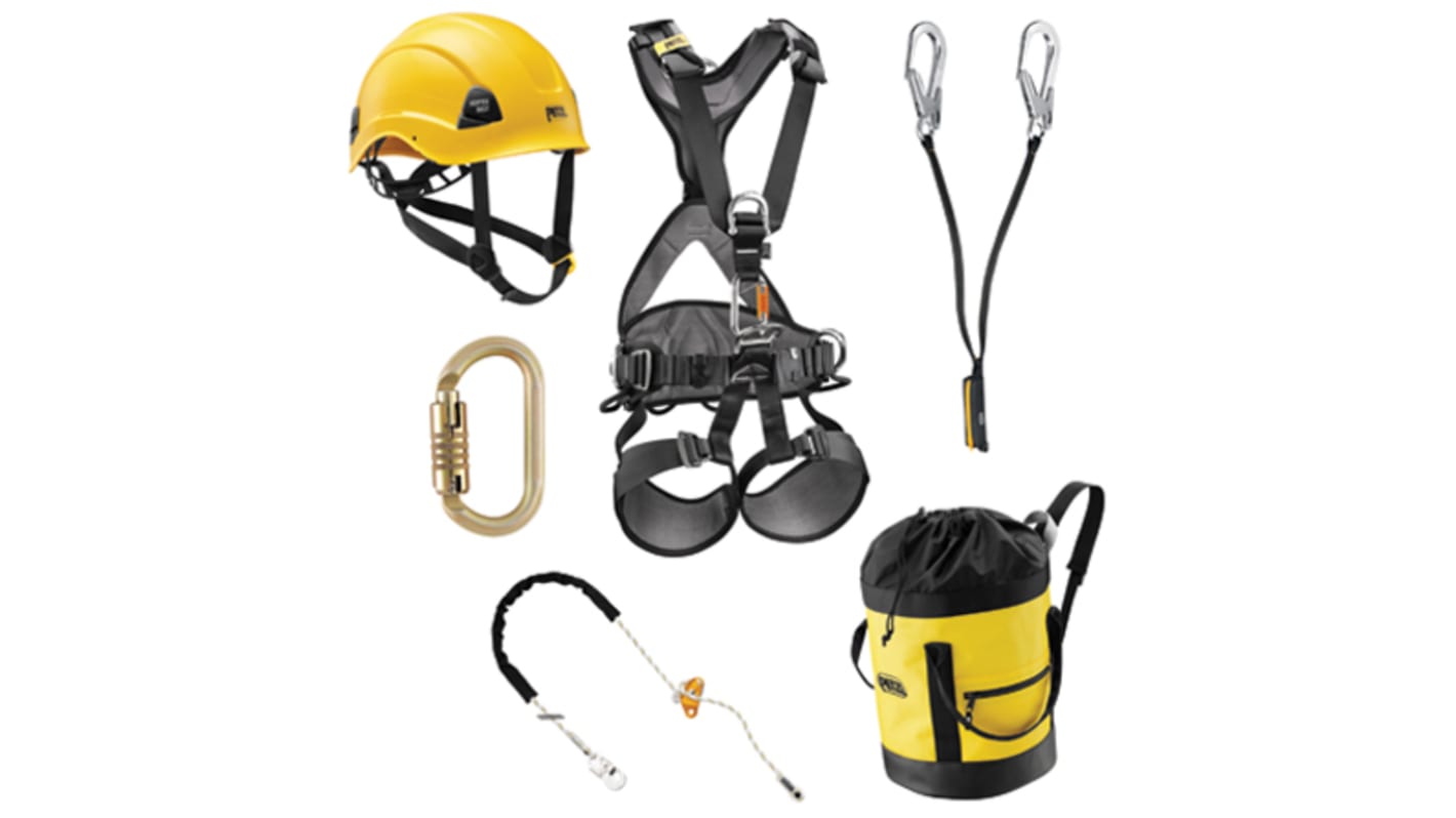 Petzl Fall Arrest Kit with ALVEO Best Yellow, Bucket Bag, Double Absorbicaymgo, Newton Fast Jak, OMNI Traict