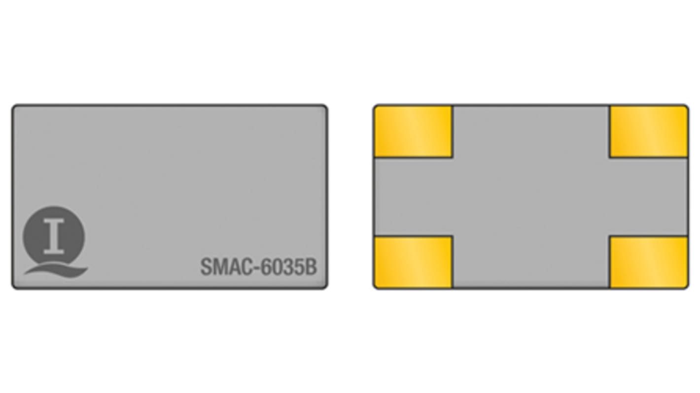 Interquip 18.432MHz Quarzmodul, Oberflächenmontage, ±30ppm, 12pF, B. 3.5mm, H. 1mm, L. 6mm, SMD, 4-Pin