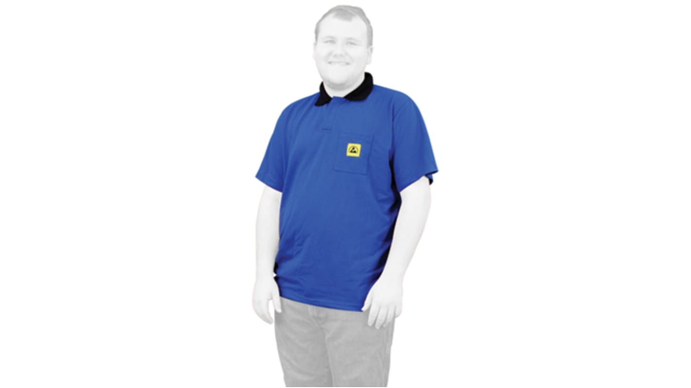 Polo ESD antiestático RS PRO de Algodón, poliéster de color Azul, talla L